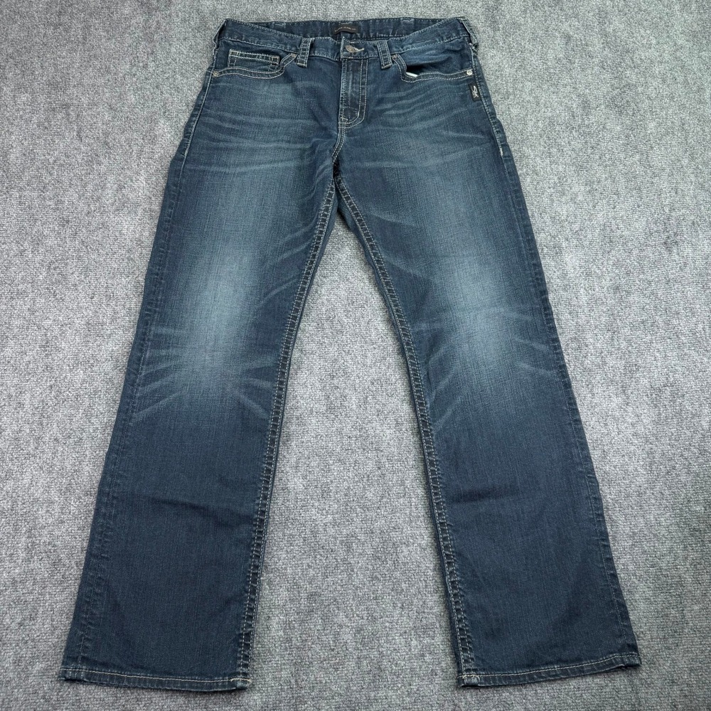 Silver Jeans Mens 33x32 (Fits 34x31) Dark Wash Zac Relaxed Straight Denim